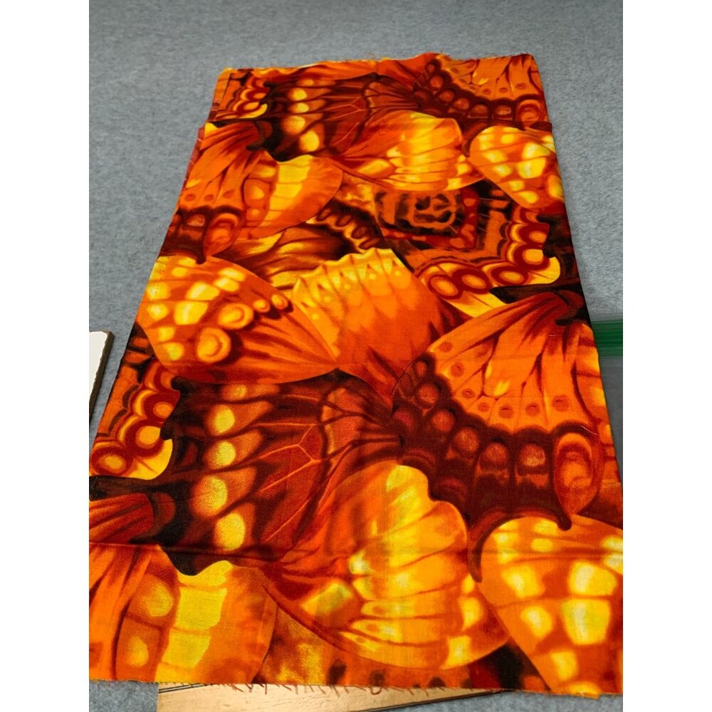 Butterfly Print Cotton Fat Quarter Orange Yellow Colors Quilting Crafts Sewing